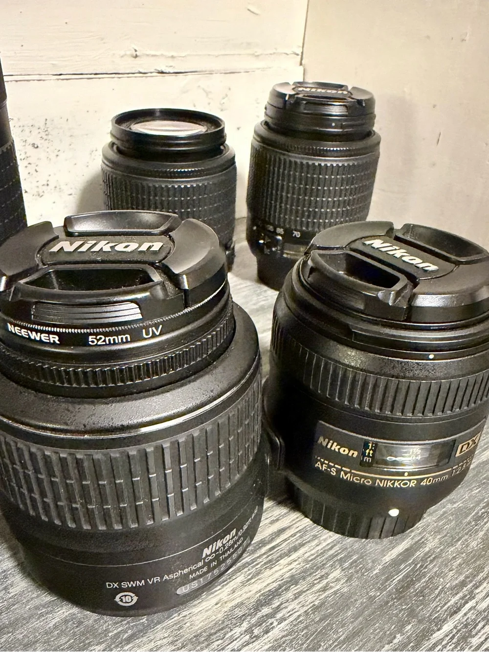Nikon Camera Kit with Black Lenses and Red Strap